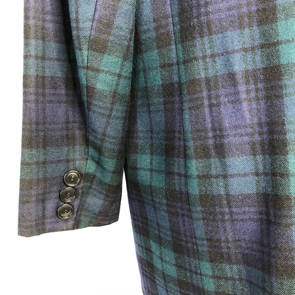 Vintage Collectible Gold Plaid Merino Wool Blazer - Picture 7 of 8